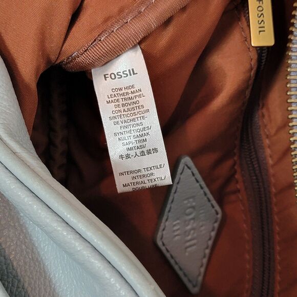 Fossil Crossbody Bag Womens Blue Pebbled Leather Shoulder Handbag Purse - Picture 14 of 16